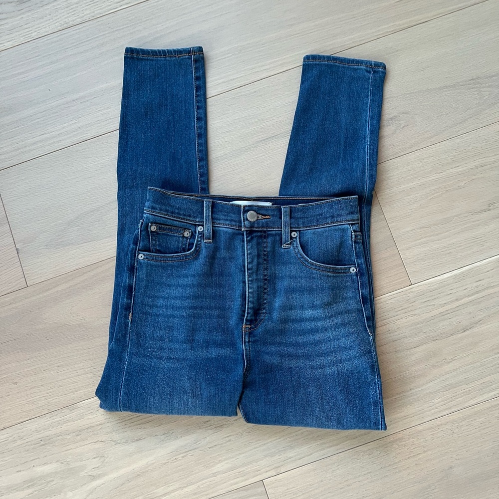 Denim Forum | The Lola High Rise Skinny Jeans | Size 26/26L | Medium Blue Wash